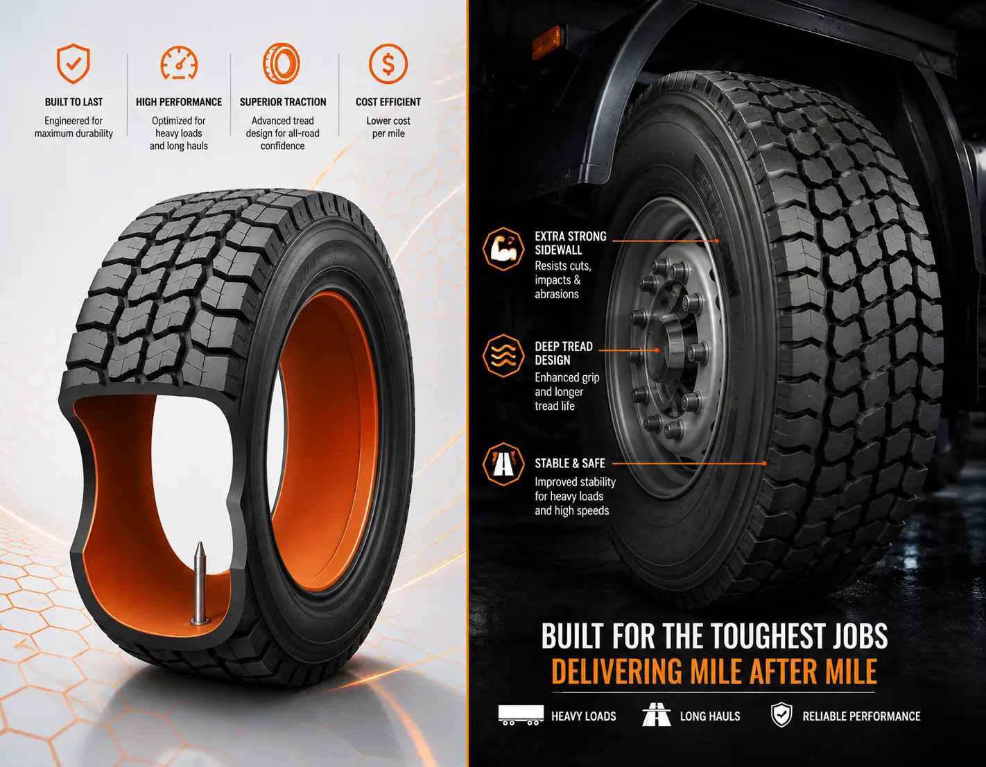 A fleet or government vehicle's tire